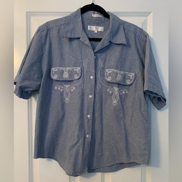John Henry Woman’s Short Sleeve Blouse size Large - Picture 1 of 4